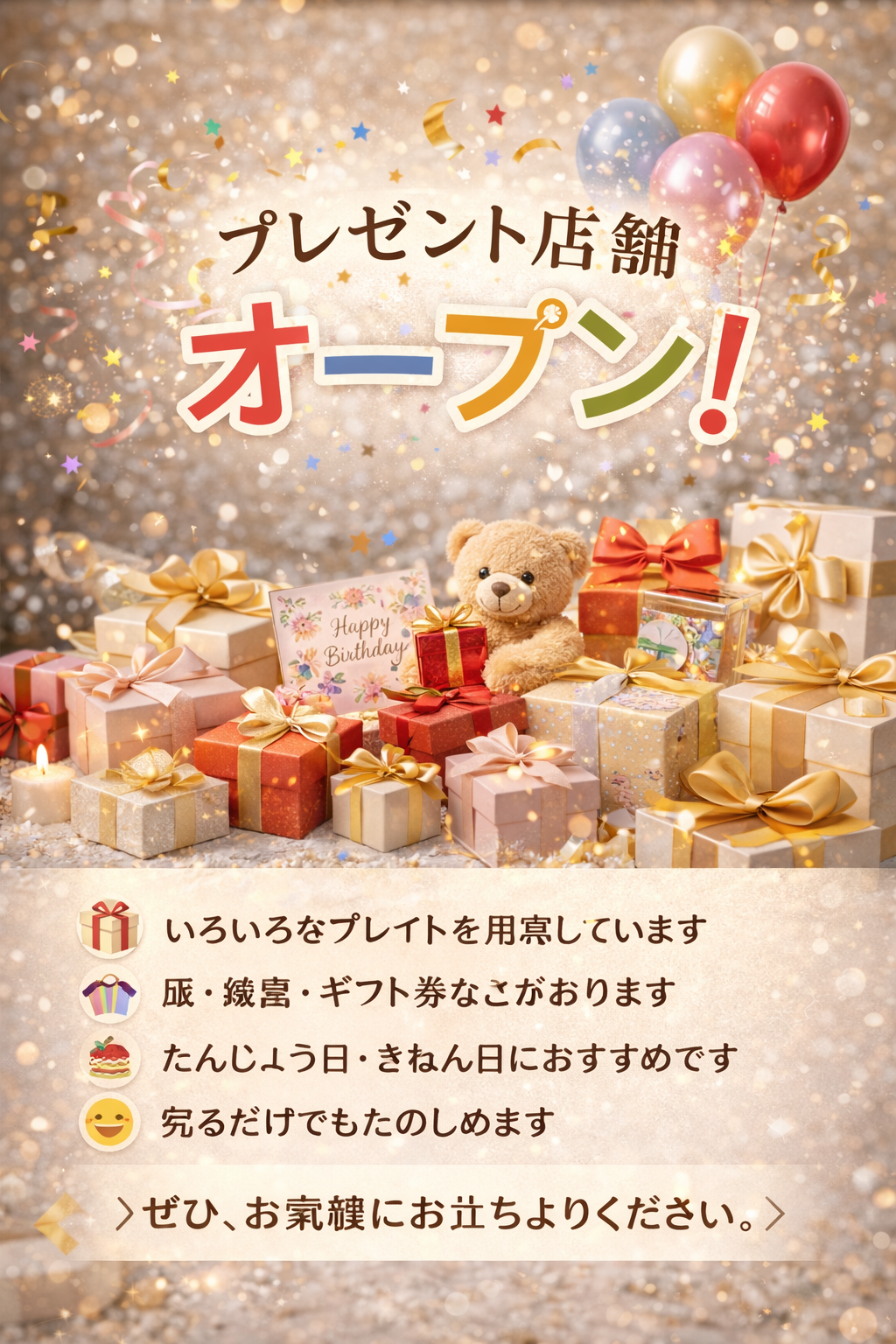 店舗オープンの案内