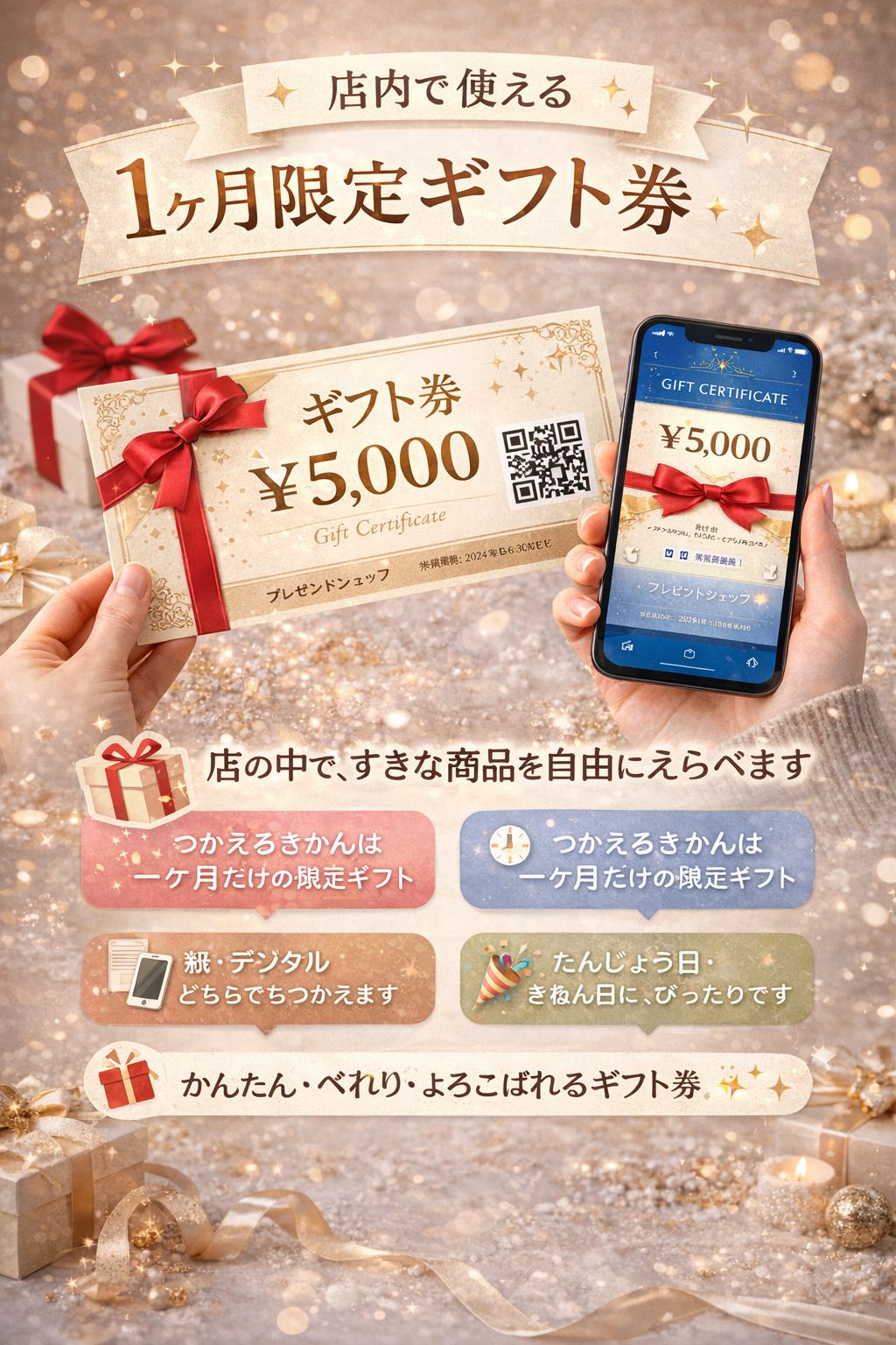 一ヶ月限定ギフト券の紹介